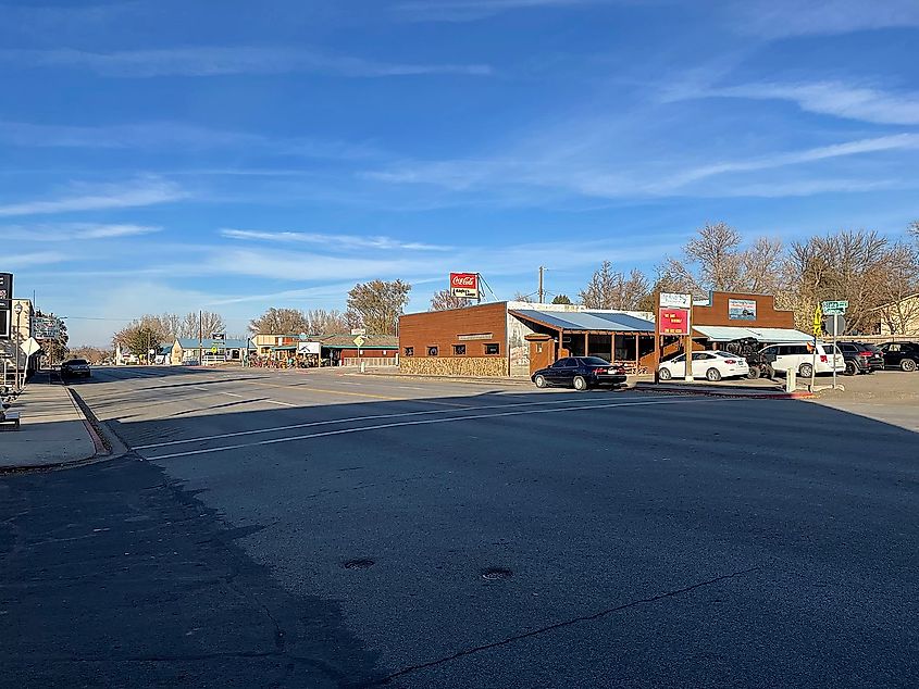 A view of the town of Hagerman, Idaho from the town's main street.