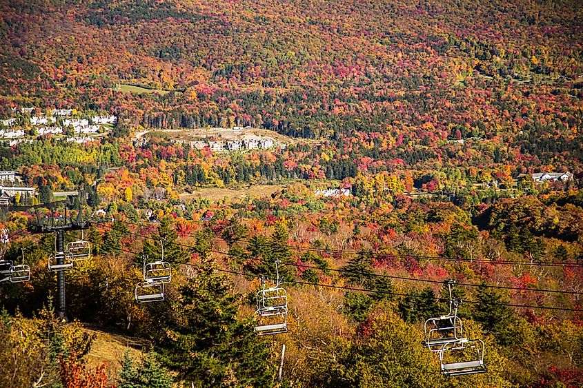 Fall foliage on Mount Snow, near Dover, Vermont.