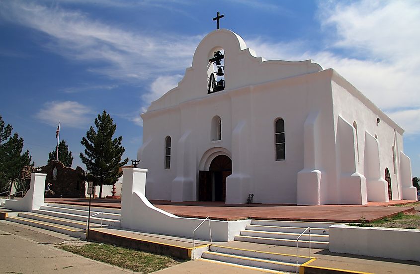 Historic San Elizario Chapel along the El Paso Mission Trail in Texas.