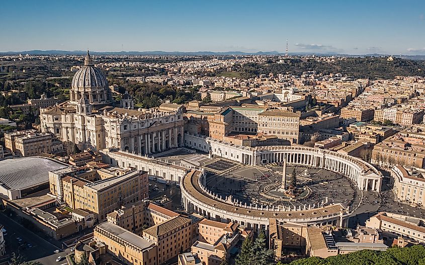 Aerial view of St. Peter's Basilica and St. Peter's Square