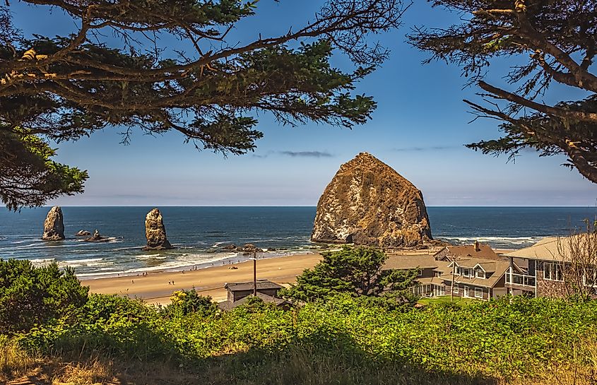 View of Cannon Beach in Oregon.