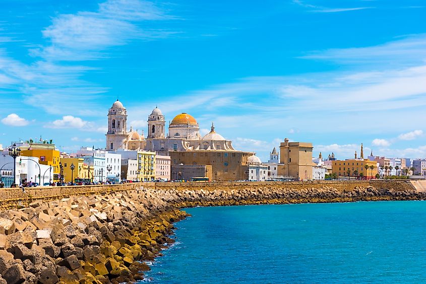 Beautiful view at day of the cathedral of Cadiz called cathedral de Santa Cruz