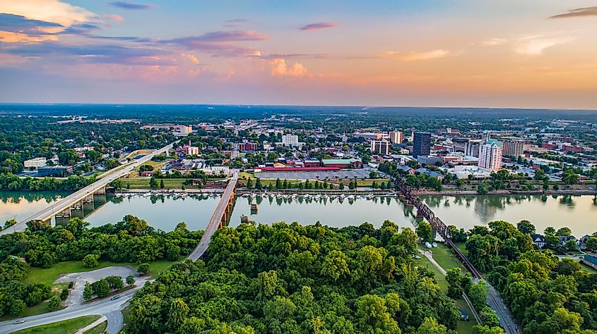 The skyline of Augusta in Georgia.