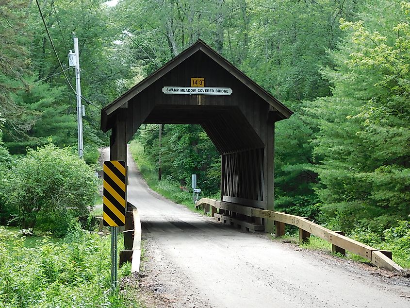 Swamp Meadow Covered Bridge in Foster, Rhode Island.