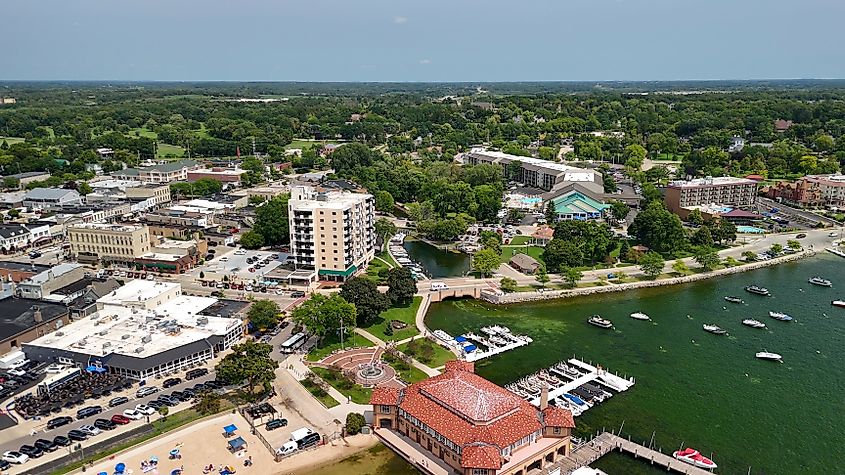 Aerial view of Lake Geneva, Wisconsin - USA.