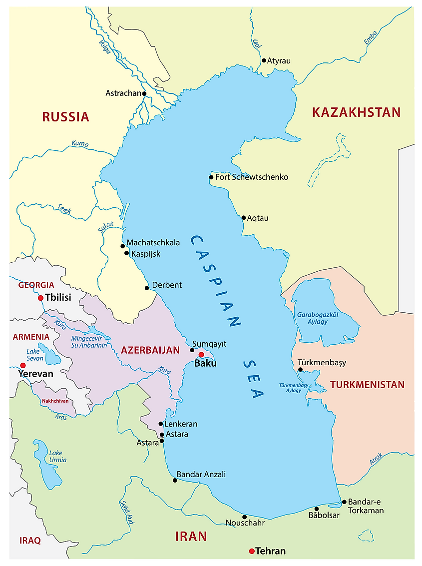 Map Of Caspian Sea Countries