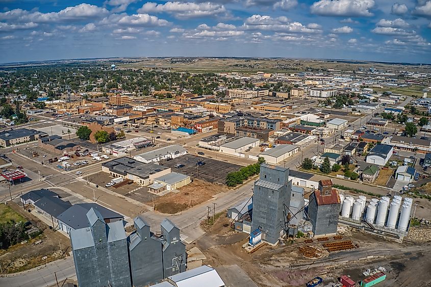 Aerial view of Williston in North Dakota