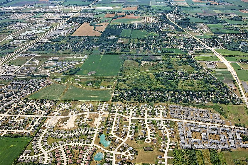 Aerial image of central Mount Pleasant 