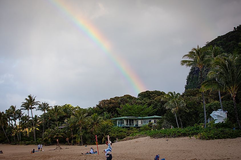 Ha'ena Beach Park in Wainiha, Hawaii, US.