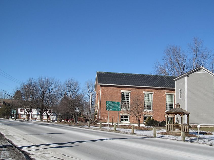 Street view in Essex Center, Vermont.