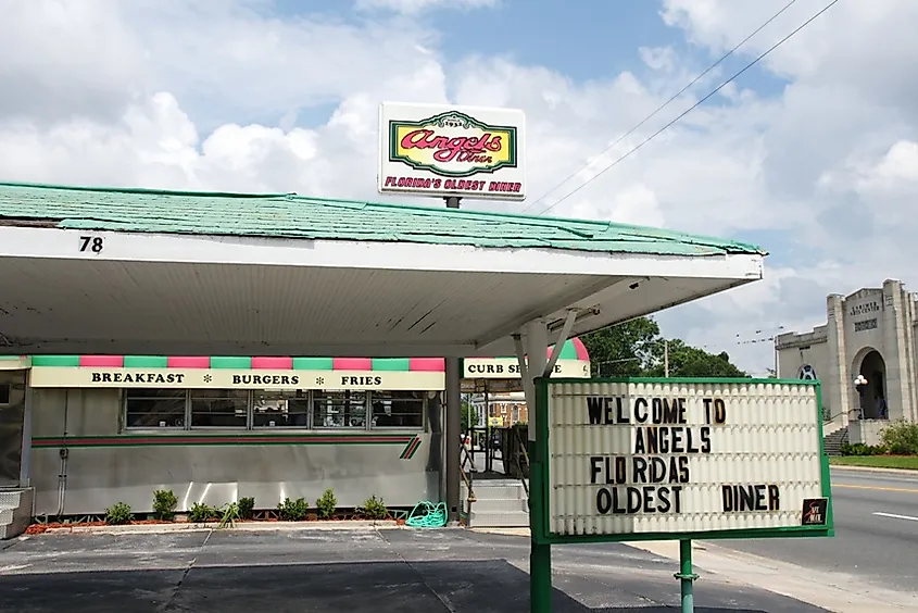 Angel's Dining Car, Florida's oldest diner, in Palatka, Florida.