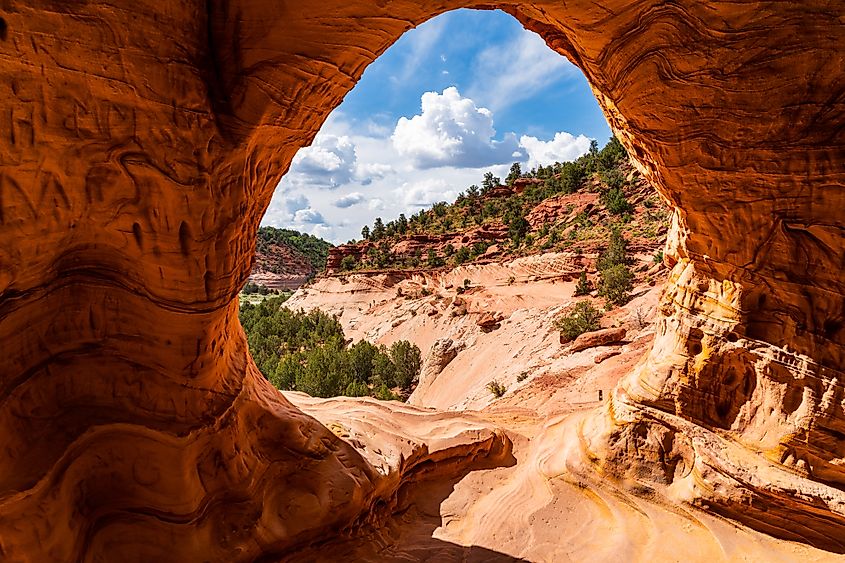 A view from the inside of Moqui Cave near Kanab, Utah.