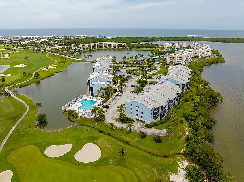 Aerial photo of golf course in Stuart, Florida.