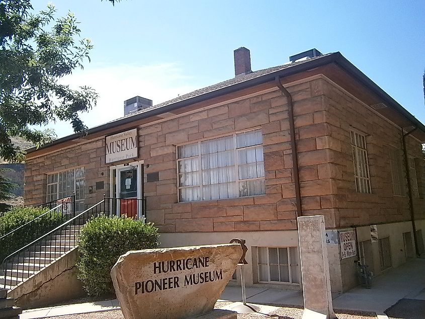 This building, at 35 West State Street, Hurricane, Utah, United States, was built 1938–1940 as a WPA project. Originally built to house the city hall and library, it is now the Hurricane Pioneer Museum.