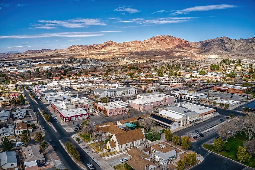 Aerial View of downtown Boulder City, Nevada.