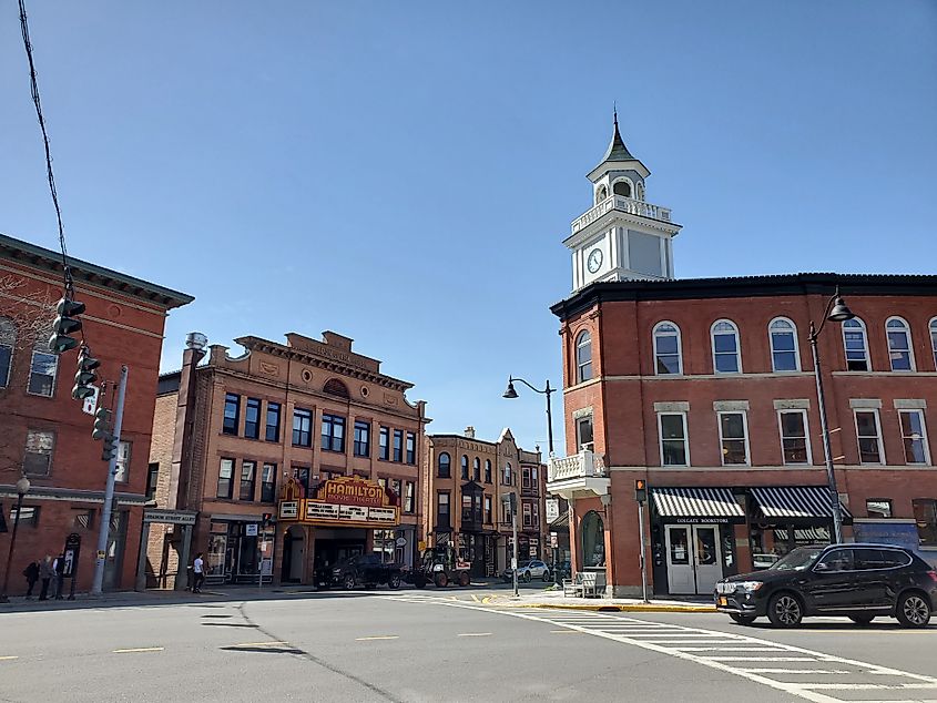 On a sunny spring day in Hamilton New York the town streets are quiet.