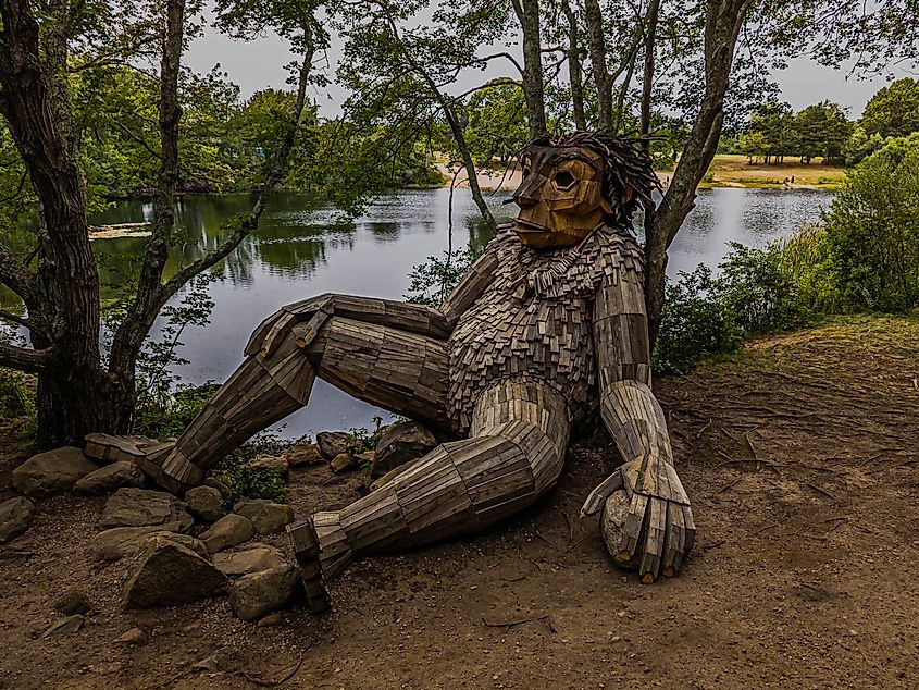 Wooden sculpture in Charlestown, Rhode Island.