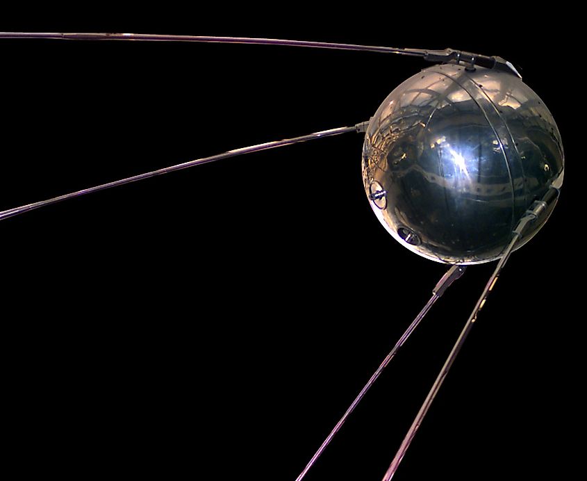 A replica of Sputnik, Russia's first ever satellite. Image credit NASA via Wikimedia.