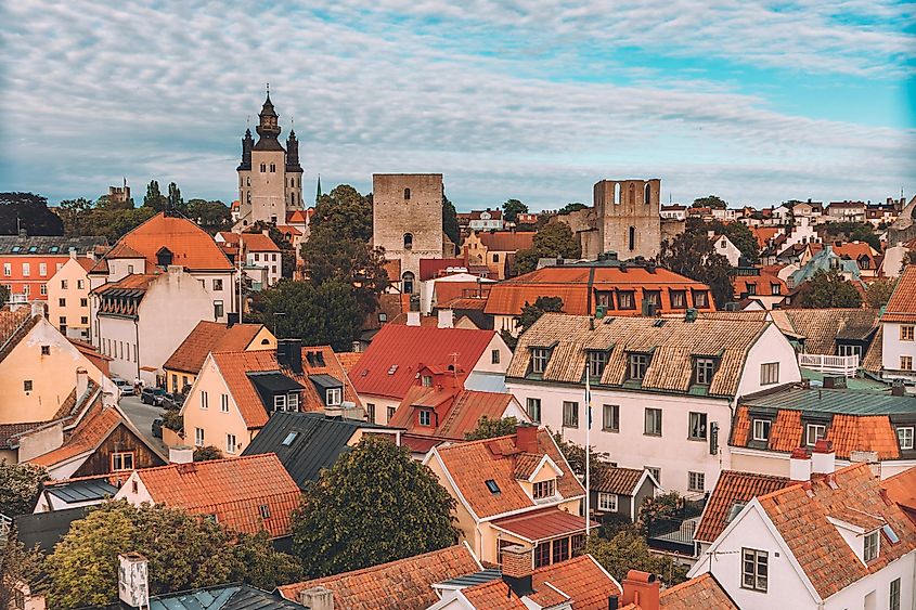 View over the ancient town center of Visby, the capital of Gotland, Sweden