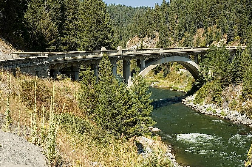 Rainbow Bridge on the Payette River Scenic Byway.