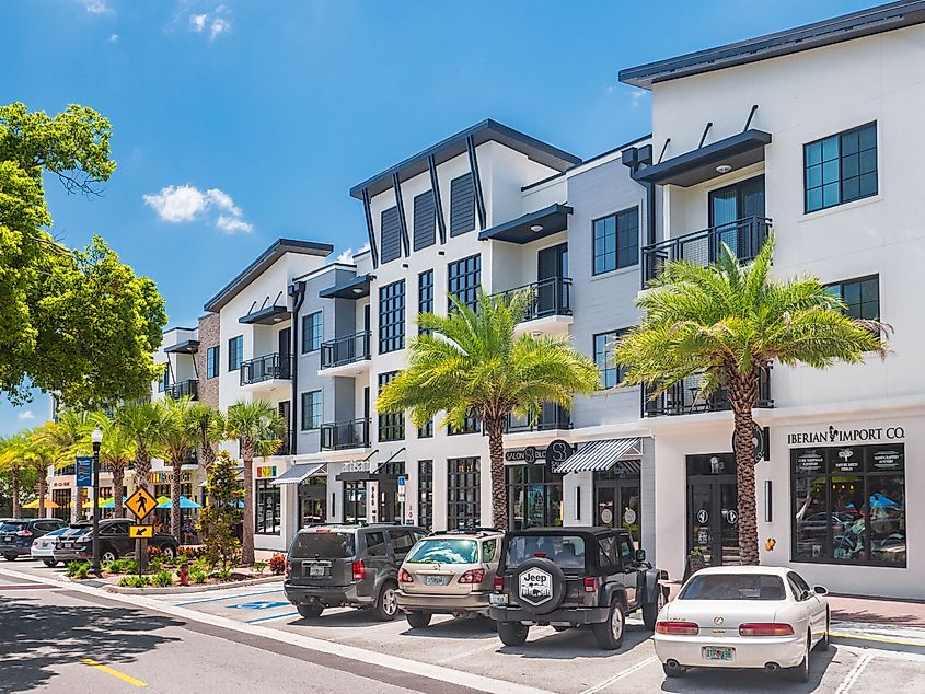 Shops on Douglas Avenue in Dunedin, Florida, via Garrett Brown / Shutterstock.com