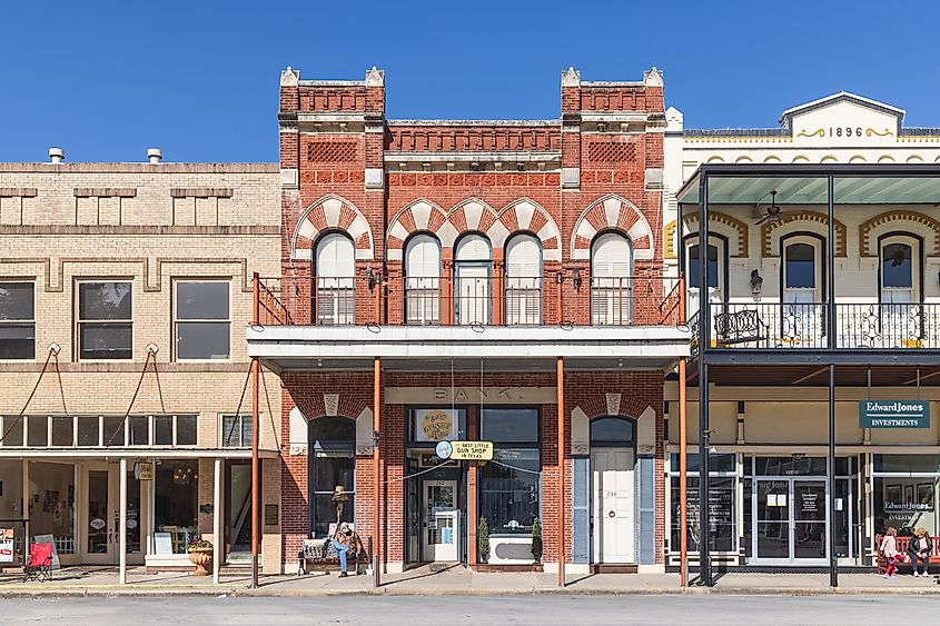 Store fronts in the Main Street of Goliad, Texas