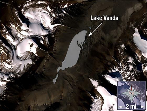 Lake Vanda in Antarctica's Wright Valley, a meromictic hypersaline lake
