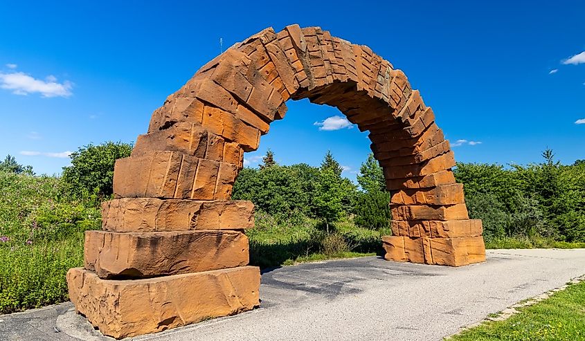 Stone arch at Fredrick Meijer gardens in Grand Rapids, Michigan