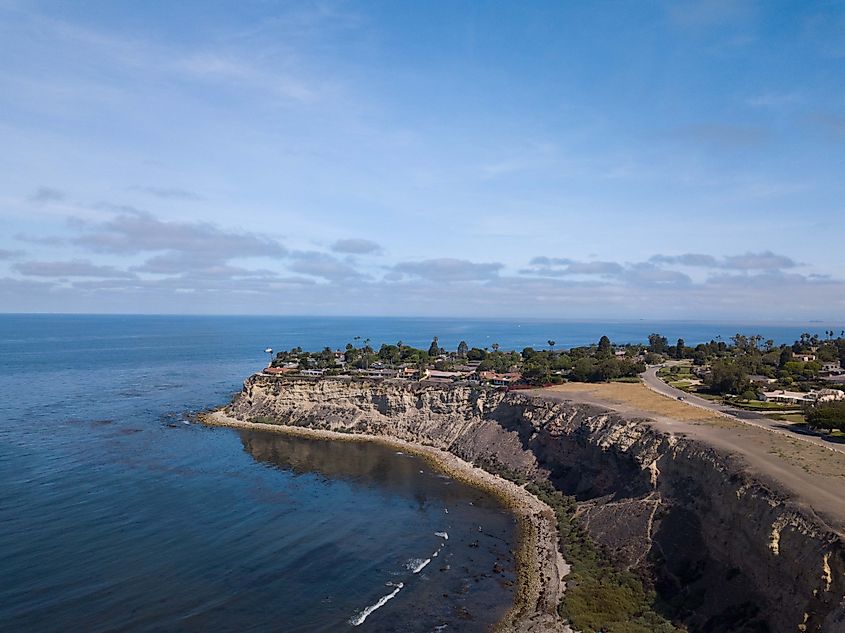 Aerial drone shot of Palos Verdes Peninsula in Southern California.