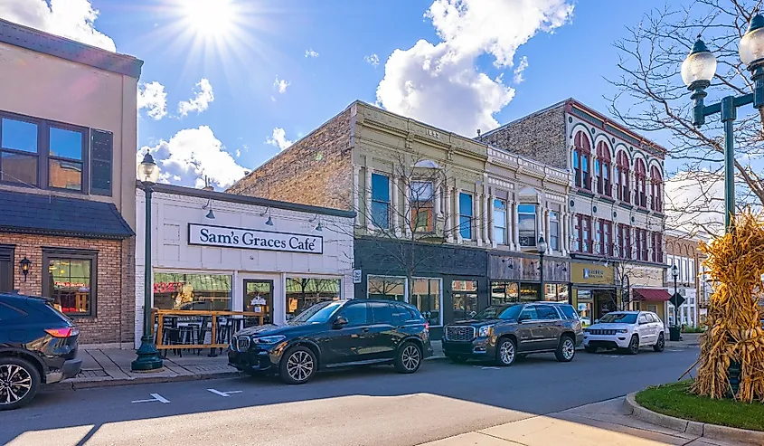 The historic business district on Mitchell Street, Petoskey, Michigan. Image credit Roberto Galan via Shutterstock