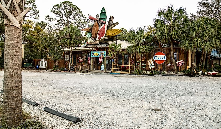 Empty Parking Lot Of Popular Night Club in Walton County Florida Grayton Beach, Florida,