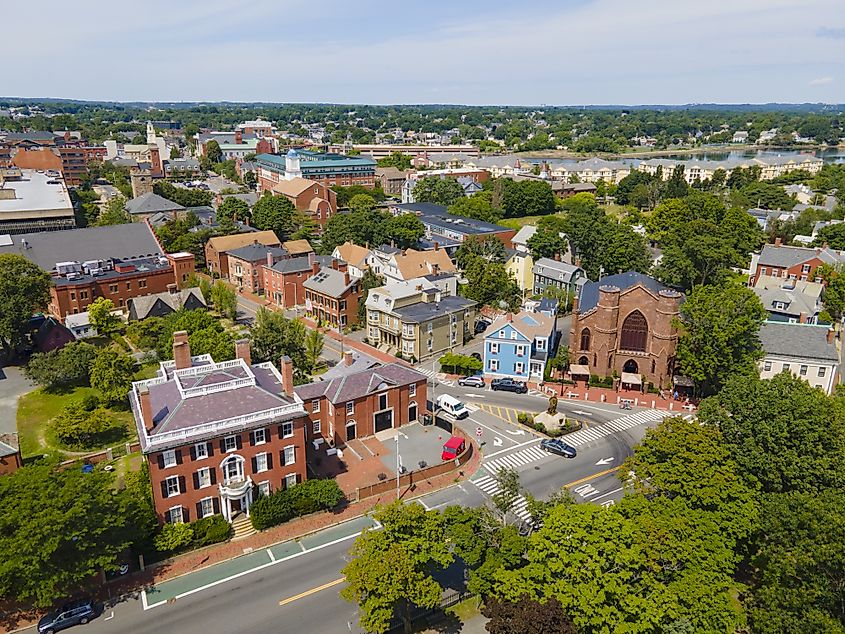 Aerial view of buildings in Salem, Massachusets