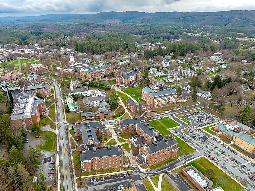 Aerial view of Hanover, New Hampshire.