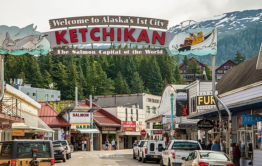 The charming downtown area of Ketchikan, Alaska