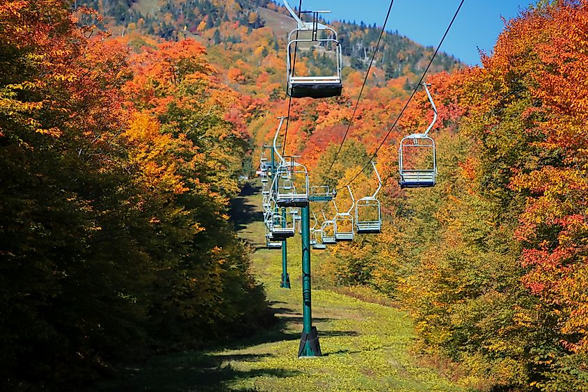 Scenic ropeway on Mount Mansfield in Stowe, Vermont.