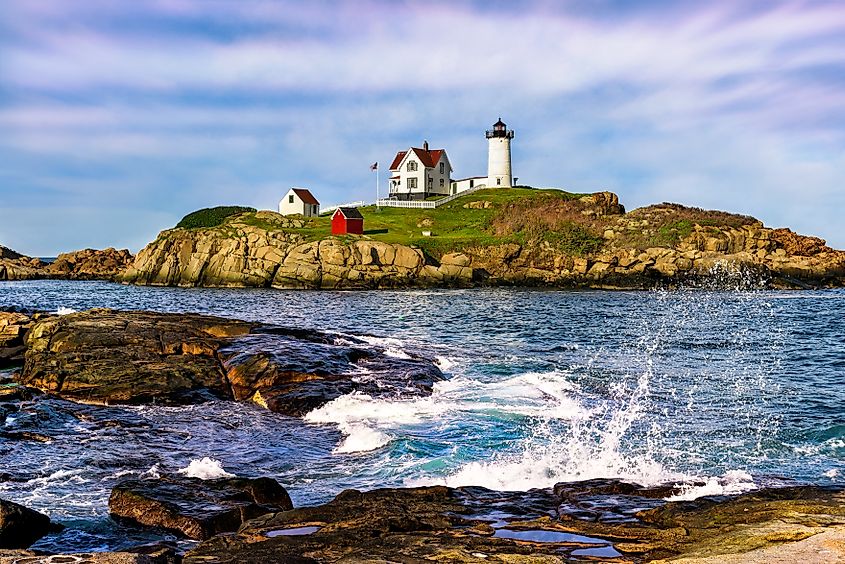 View of the Nubble Lighthouse in York, Maine.