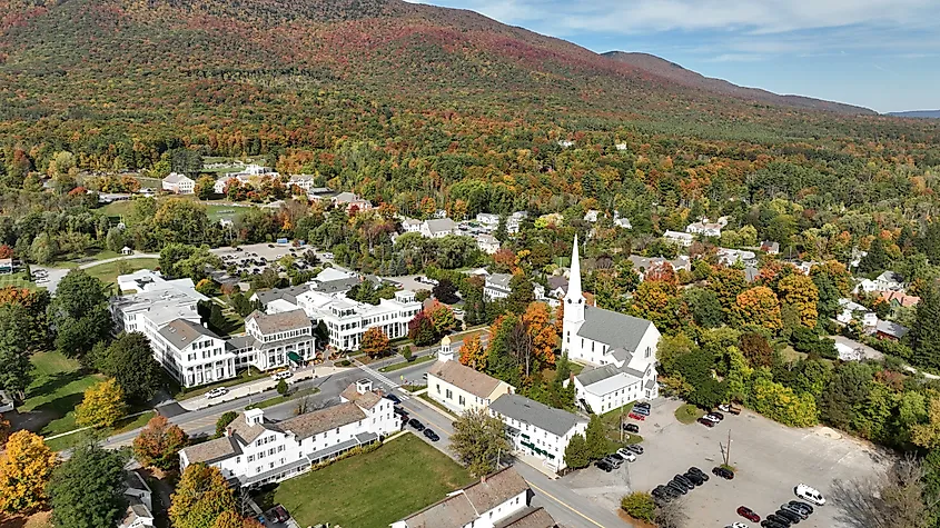 Aerial view of Manchester, Vermont.