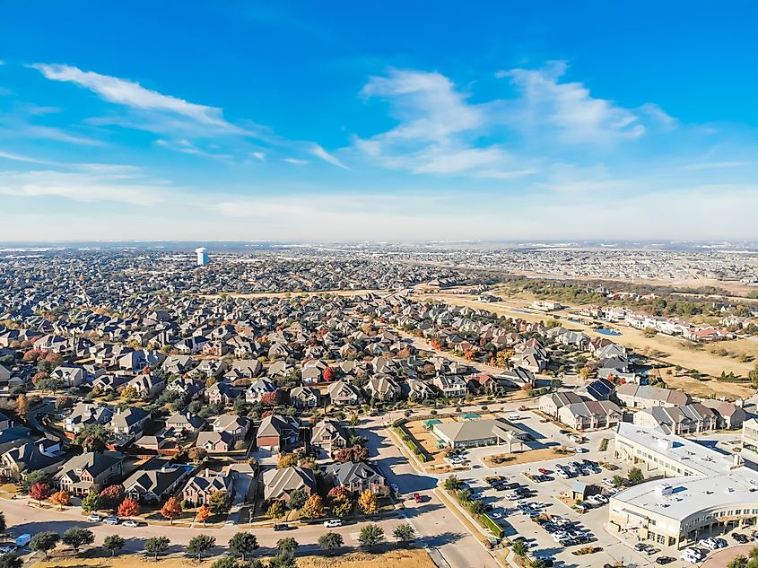 Aerial view new development neighborhood in Cedar Hill, Texas, USA.