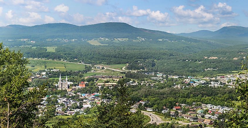 Aerial view of Baie St-Paul city in Charlevoix, Quebec.