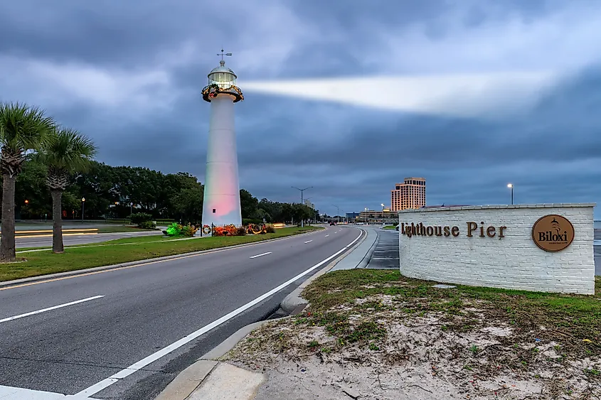 The Biloxi Lighthouse at Biloxi, Mississippi.