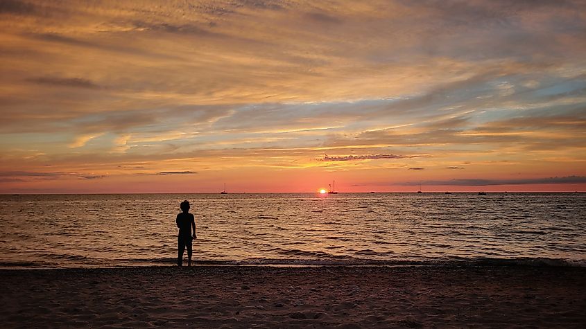 Lake Huron sunset at Kincardine, Ontario.