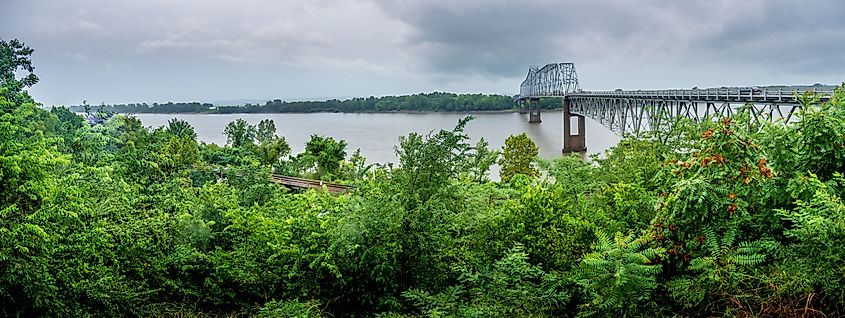 Original Steel Bridge over the Mississippi, Chester, Illinois.