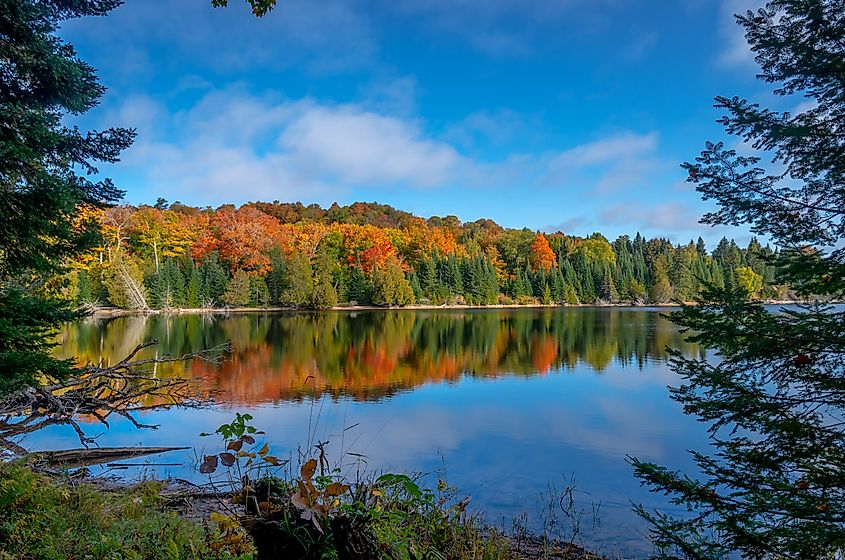 A stunning autumn scene at Grand Sable Lake in Pictured Rocks National Lakeshore.