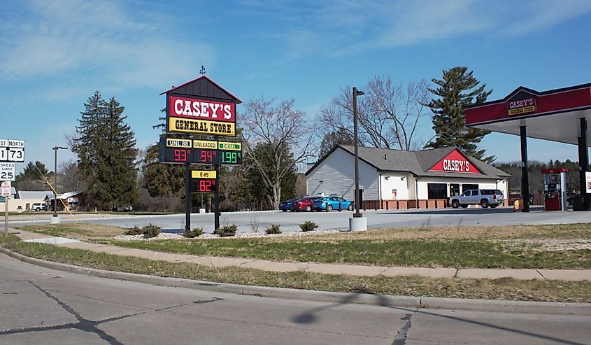 Casey's General Store gas station in Wautoma, Wisconsin.