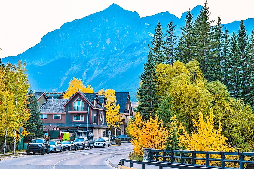 View of the Rocky Mountains in Canmore, Alberta, Canada.