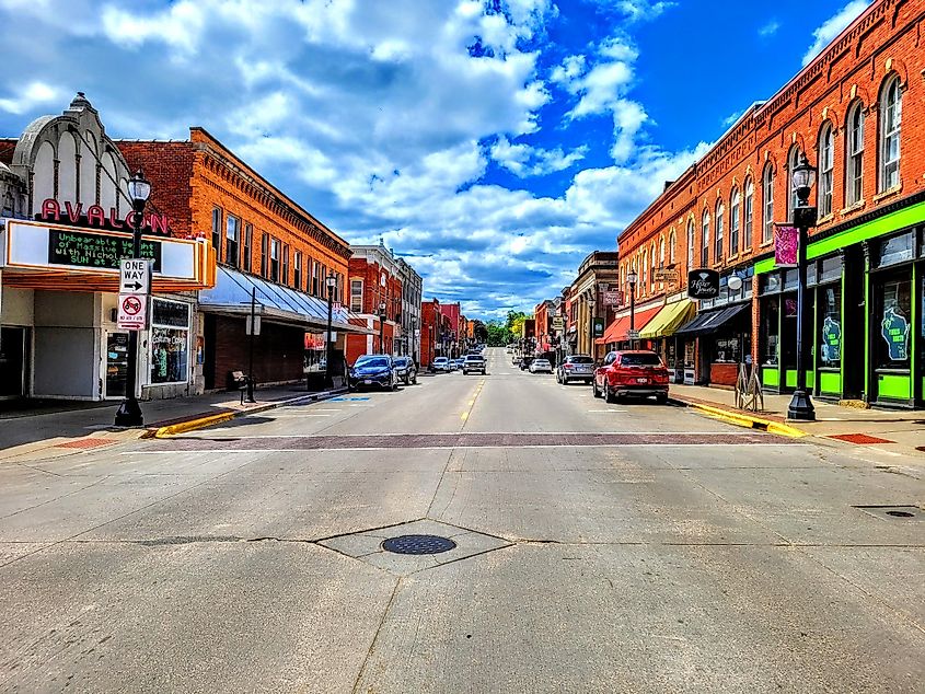 Main Street in Platteville, Wisconsin. 