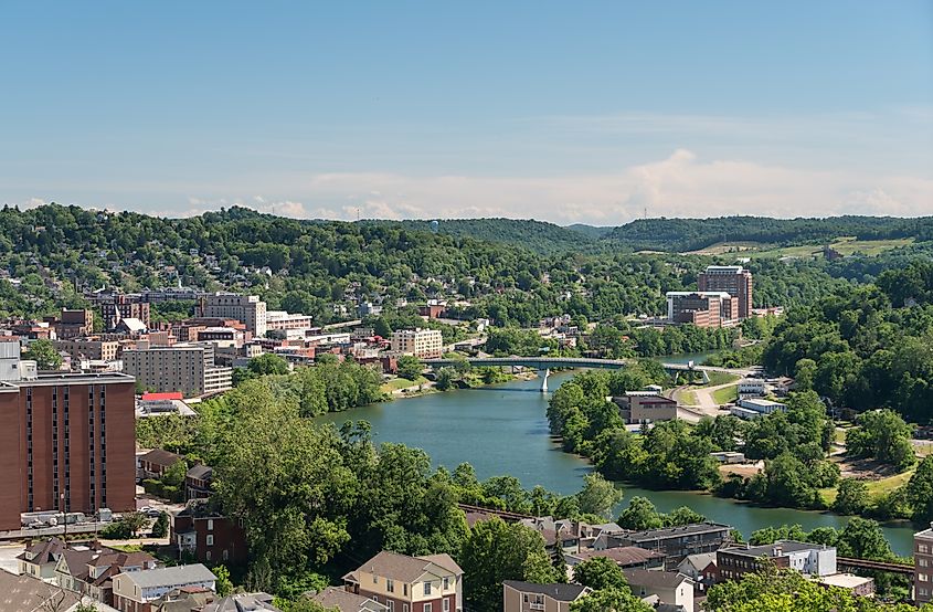 Aerial view of Morgantown, West Virginia