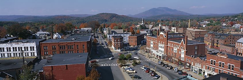 Aerial view of Claremont in New Hampshire.