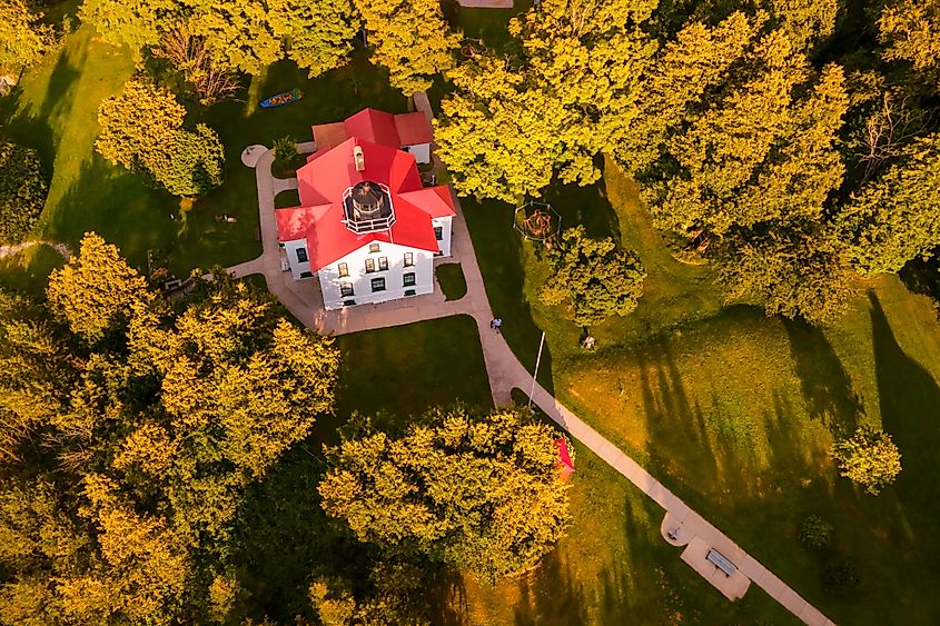 Aerial view of Leelanau State Park in Michigan.