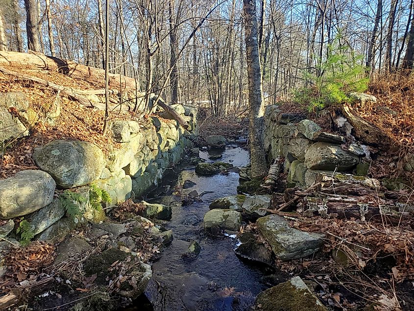 Remains of a culvert on the Providence and Danielson Railway.